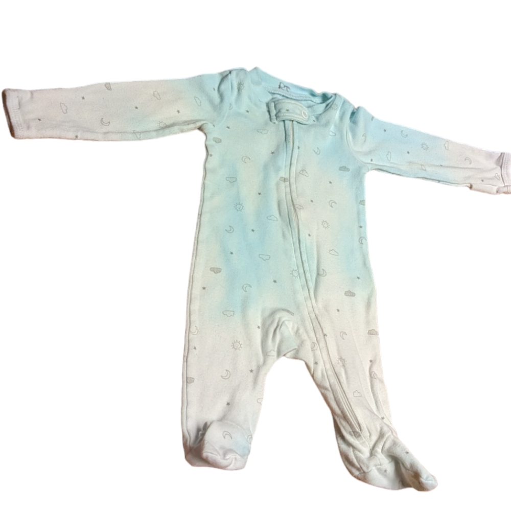 Carter's Newborn Moon Sun Star Cloud Blue & White Tye Dye Baby Onesie